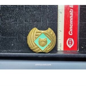 Vintage Brass Bear Cub/Boy Scout Neckerchief Slide Used